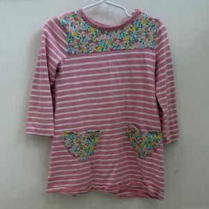 Mini Boden Pink and White Striped Tee
